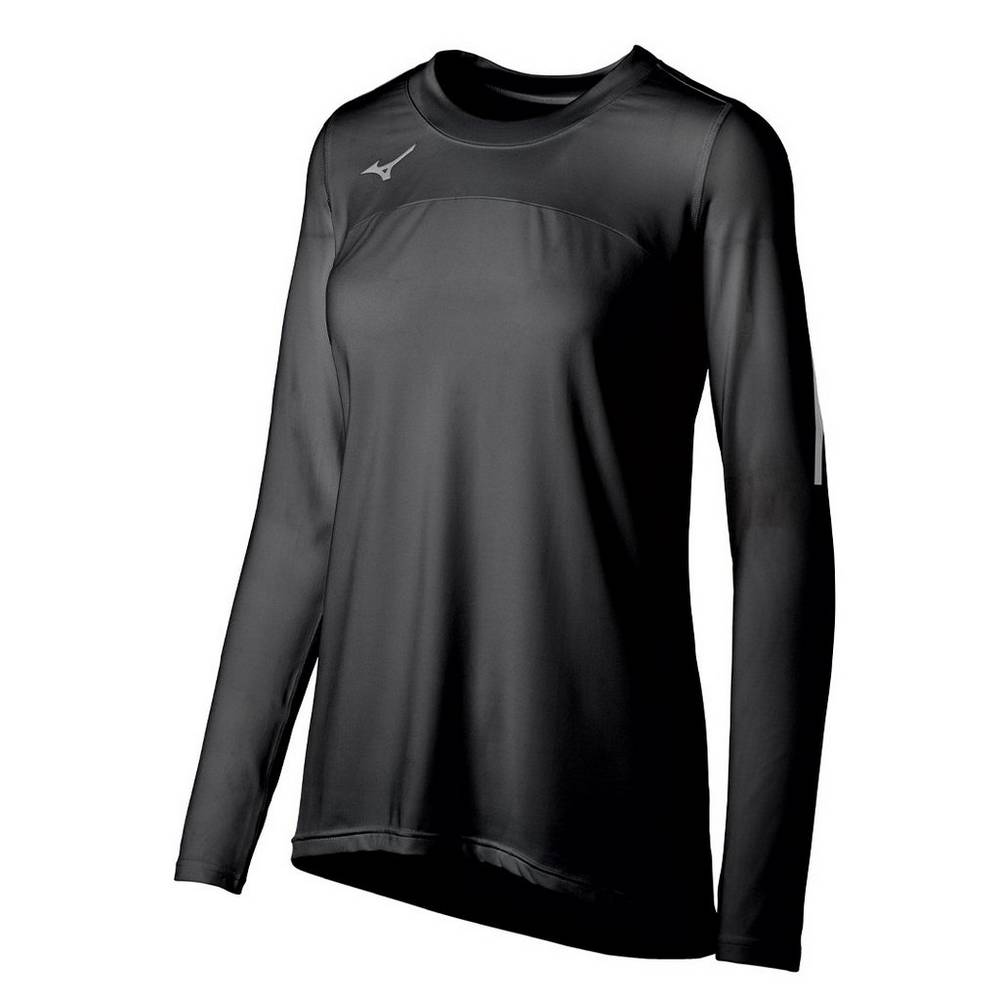 Mizuno Techno VII Long Sleeve Női Mezek Fekete HCA235709